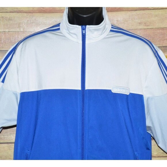 Adidas Blue & White Split Firebird Jacket Men's Large L Color Block Classic - Picture 5 of 11